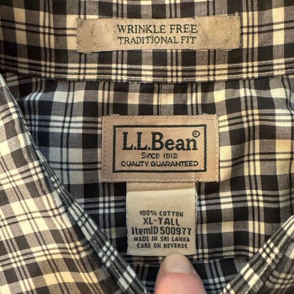 L.L. Bean plaid Wrinkle-free, traditional fit long sleeve button-down shirt XL-T - Picture 3 of 3
